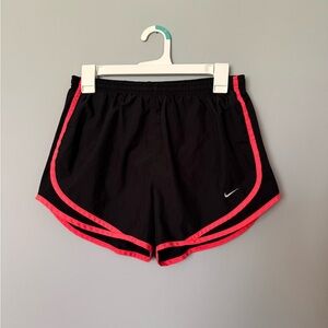 Nike Women's Black Athletic Shorts with Neon Pink Trim Dri Fit Work Out Running
